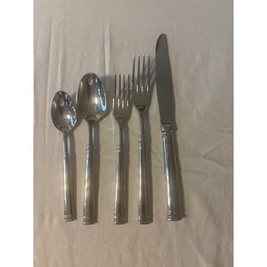 Fortessa Lucca Faceted Flatware 5-Piece Set Silver Excellent Stainless Steel